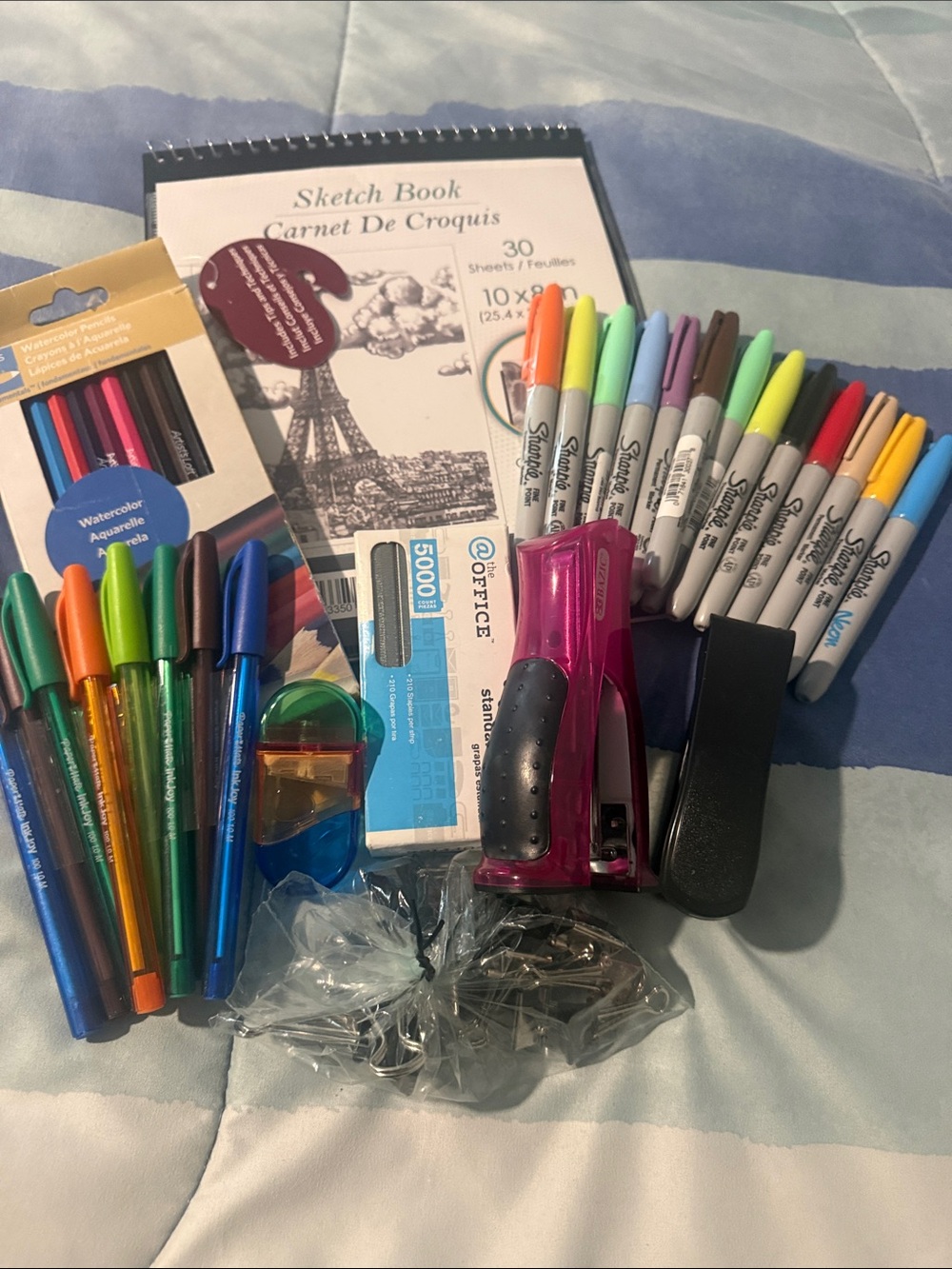 Assorted Color Marker Set with Sketch Book and Office Accessories